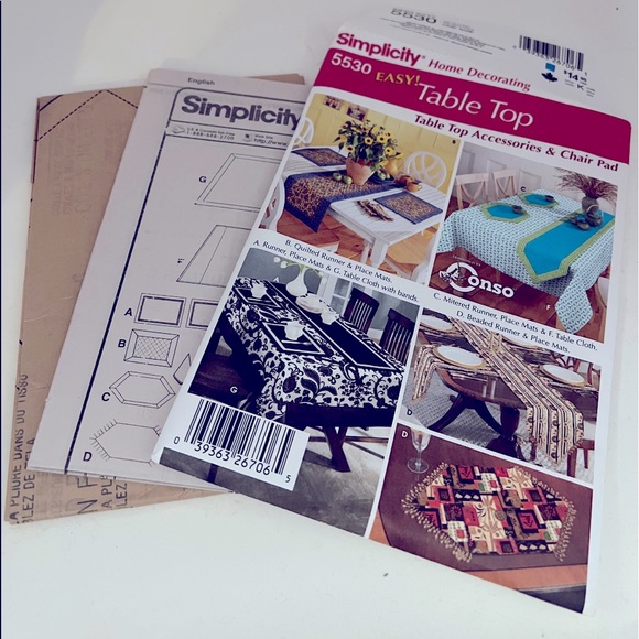 Simplicity Pattern 5530 -Table Top Accessories & Chair Pad - Picture 2 of 5